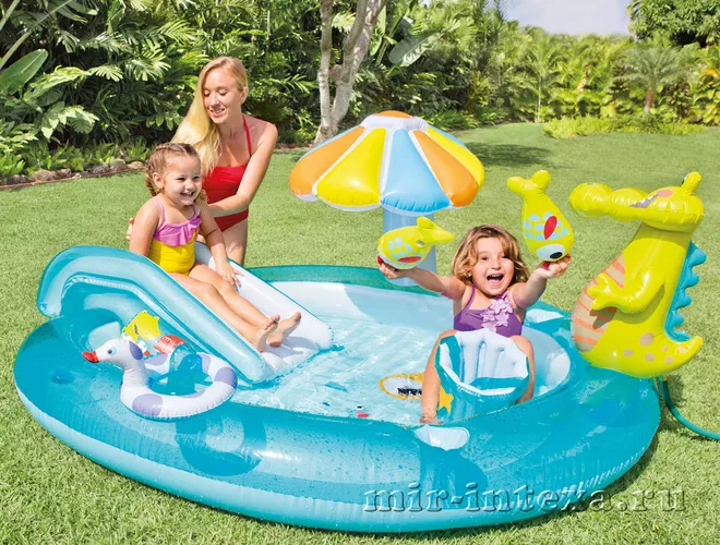 Купить игровой центр Аллигатор с горкой 203х173х89см, Intex 57129